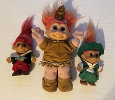 Troll Dolls Set of 3- Pinocchio, Indian and St.Patrick s outfits