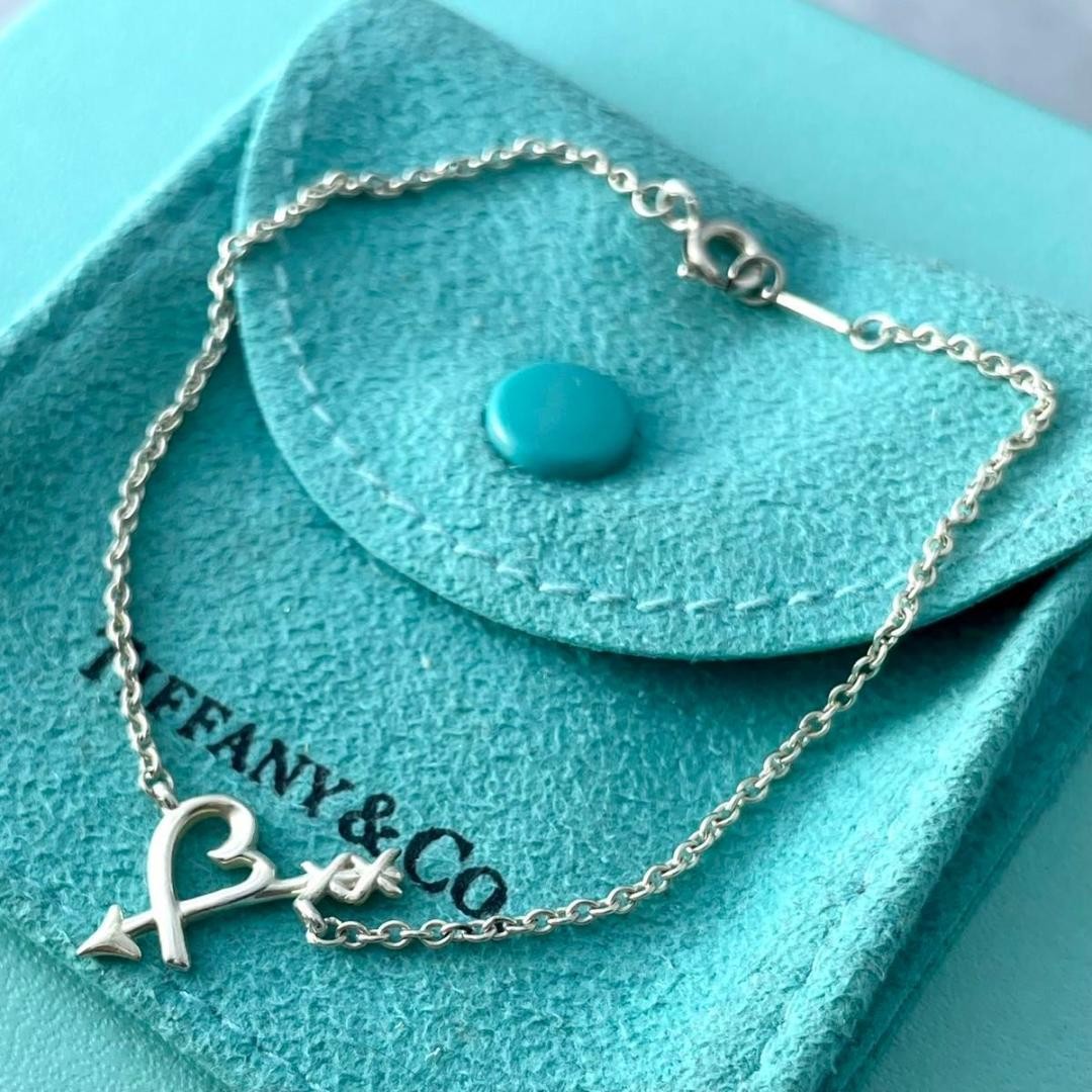 Tiffany R89Fe Heart Arrow Silver Rubbing Bracelet Pre-Owned