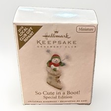 Hallmark Keepsske “So Cute in a Boot!” Repaint Miniature Christmas Ornament New
