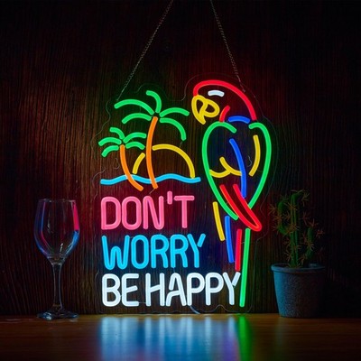 Don't Worry Be 17 inches x 13 inches, Green+Pink+Red+Yellow+Blue+White+Orange 