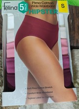 5 Pack Felina Pima Cotton Wide Waistband Hipster, Women, Size S, 1369109