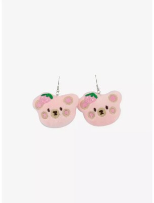 Cute Mini Gummy Bear Earrings & Necklace Set - Resin Bear Charms, Stainless Steel (Pink) - View #8