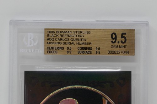 2006 Bowman Sterling Black Refractors Carlos Quentin Novato Beckett 9,5 - Imagen 5 de 8