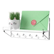 Key Holder Wall Mount - Decorative Key and Mail Holder with Shelf Acrylic Key...