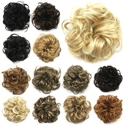 Women Curly Hair Bun Chignons Hairstyles Short Hair Pieces Rubber