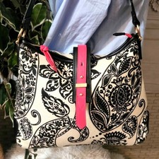 Spartina 449 Paisley Linen Leather Trim Shoulder Bag