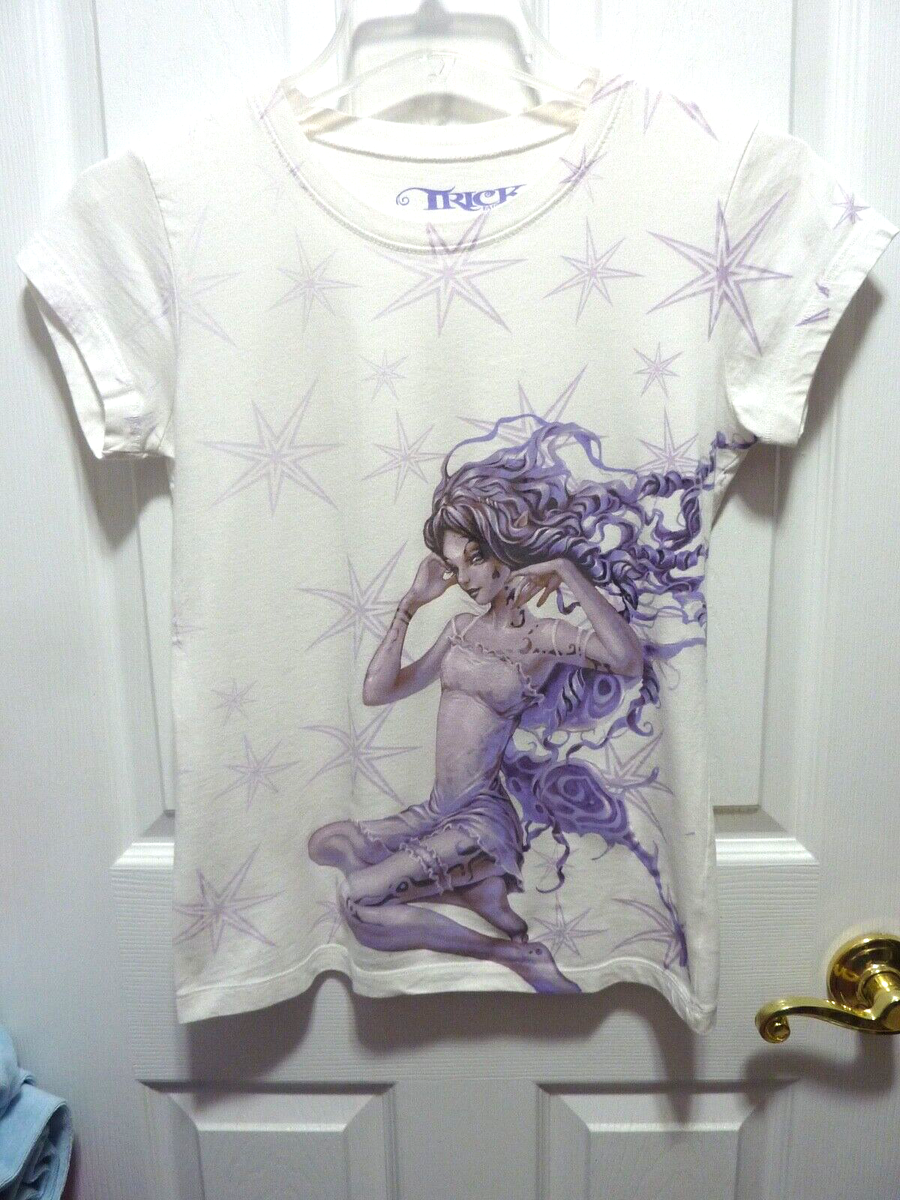 Vintage TRICK FAIRIES Trick Fairy T Shirt Purple Fairy, Stars NWOT
