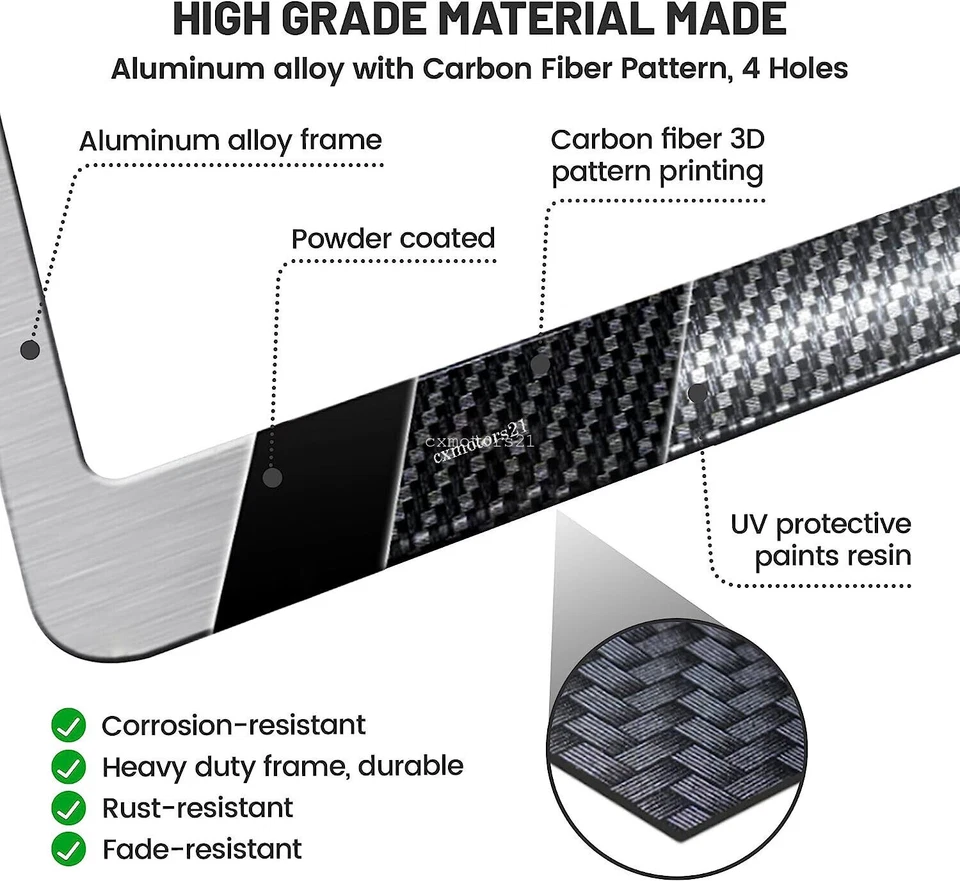 For Subaru Forester Legacy Outback License Plate Frame Carbon Fiber Tag Cover - Изображение 4 из 4