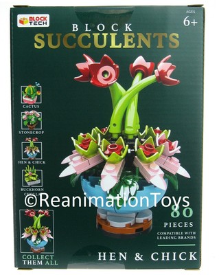 Block Tech Block Succulents Hen & Chick Flower Building Blocks Brick New in Box