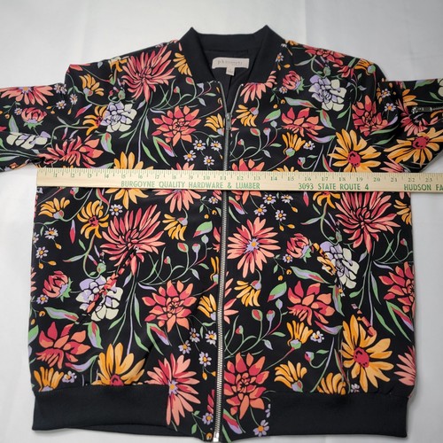 Philosophy Bomber Jacket Womens Large Artsy Floral Lightweight Pockets Full Zip - Picture 6 of 18