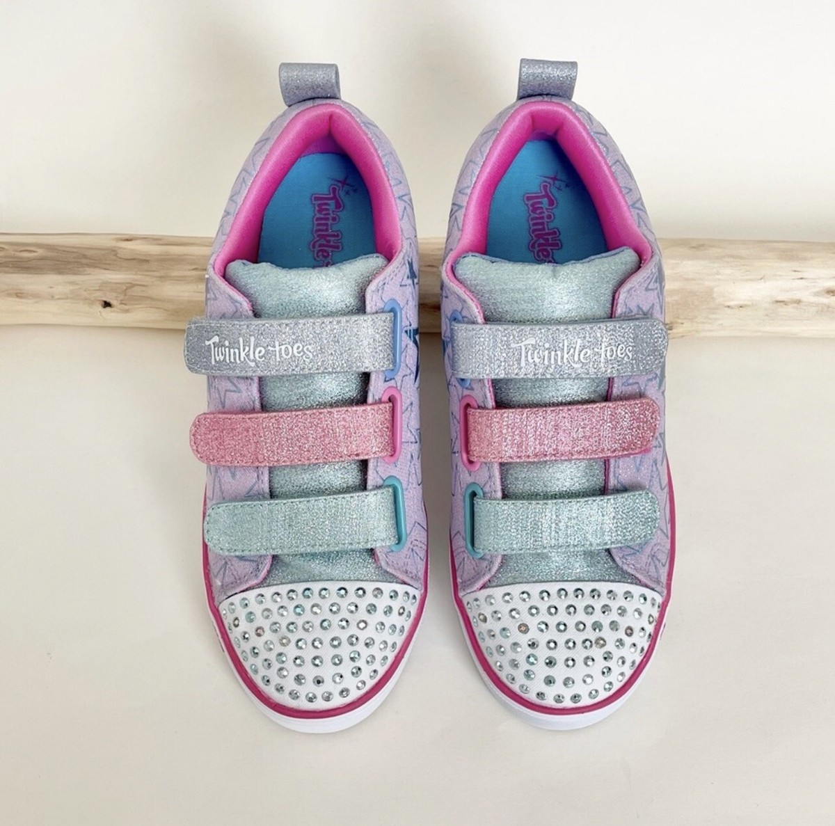 Skechers Girls Twinkle Toes Sneakers Lilac/Blue Star Pattern