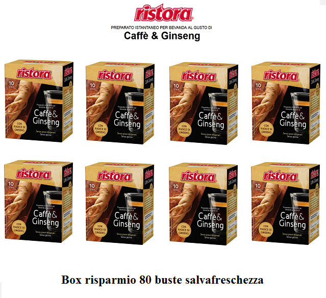 RISTORA CAFFE SOLUBILE AL GINSENG CAFFÈ & GINSENG ISTANTANEO IN POLVERE 80 STICK
