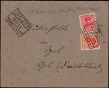 Luksemburg; "TROISVIERGES - LUXEMBOURG", poczta kolejowa R4 przezroczysta na covercie 1925, jeż