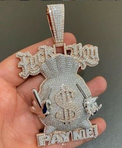 Authentic 4.60 Round Cut Simulated Diamond Men's Money Bag Pendant 3' 14K Rose gold Plated