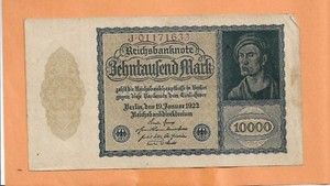 REICHSBANKNOTE GERMAN 10,000 MARK 1922
