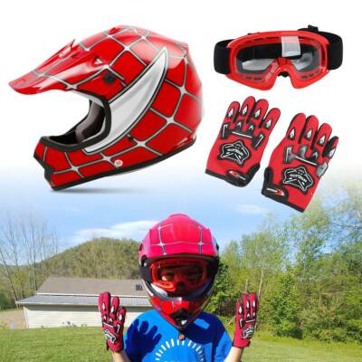 DOT Youth Helmet Kids Spider Motocross Full Face Offroad Dirt Bike ATV S M  L XL
