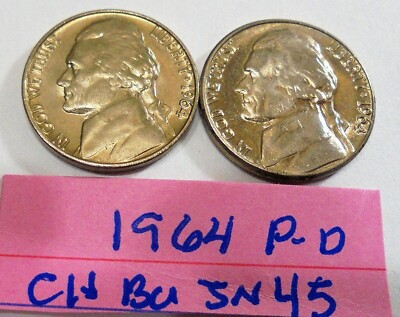 1964 p ,1964 d, B U  Uncirculated Jefferson Nickels # JN 45