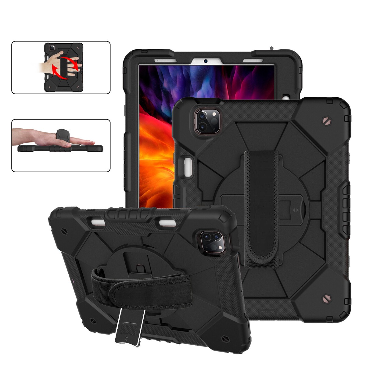 For iPad Air 6th 5th 4th Gen Tablet Case & Pencil Holder Shoulder