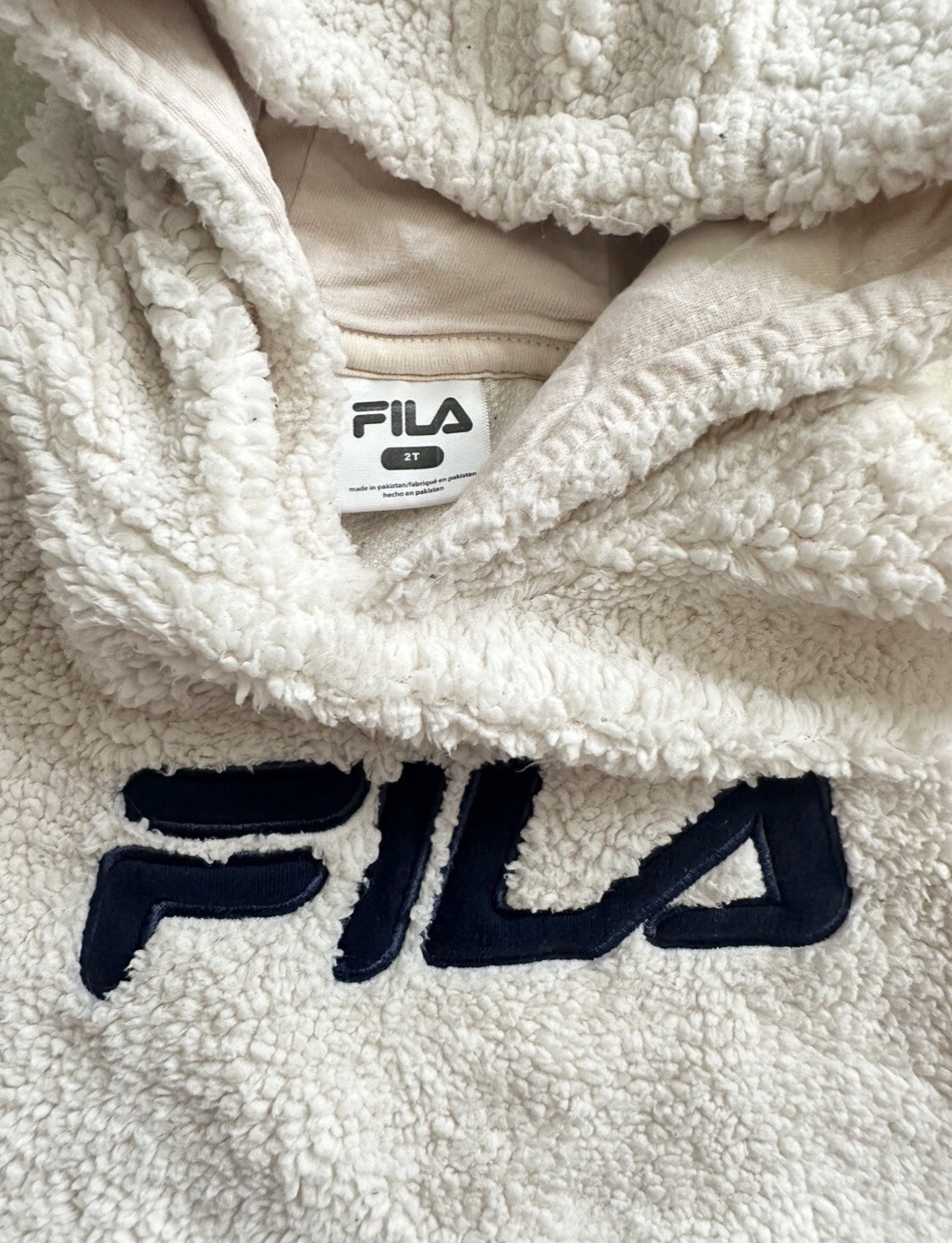 Felpa con cappuccio in pile sherpa beige Fila per bambina Taglia 2T