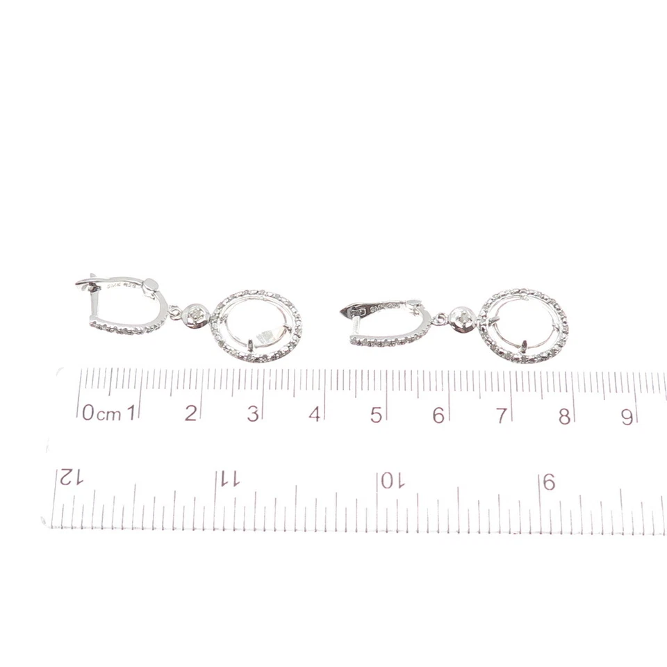 925 Sterling Silver Real Diamond & White Topaz Dangle Earrings - Image 3 of 4
