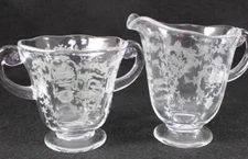 Fostoria Navarre Clear Individual Creamer and Open Sugar Bowl Set