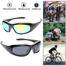 2 Pair Motorcycle Sports Padded Biker Riding Glasses Wind Resistant Sunglasses