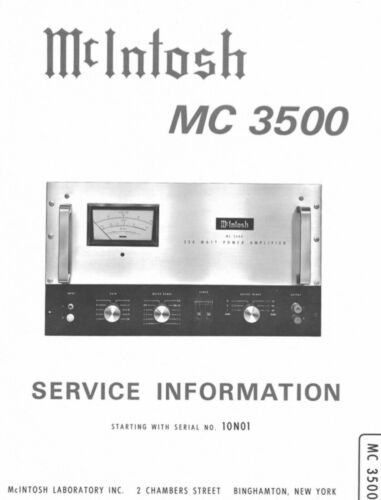 McIntosh MC3500 Schematic Service Manual Repair Schaltplan Schematiques - Imagen 1 de 1