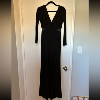 XSCAPE Long Sleeve V-Neck Formal Gown with Mesh Cut Outs, Size 6 | eBay XSCAPE Long Sleeve V-Neck Formal Gown with Mesh Cut Outs, Size 6 | eBay