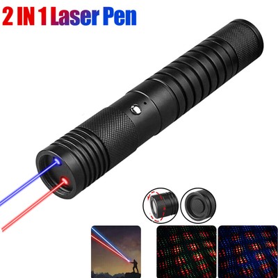2000Miles 2in1 Pointer  Blue & Red Light Visible Beam Lazer Pen