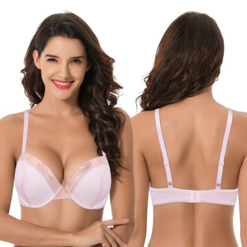Women's Plus Size Add 1 and a half Cup Push Up Underwire Lace Bras -2PK-LT - Picture 4 of 7