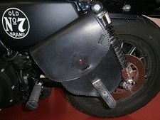 BORSA MOTO LATERALE IN CUOIO IDEALE PER CUSTOM HARLEY 883 MONOBORSA NERO PELLE