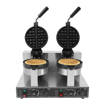Commercial Dual Head Belgian Waffle Maker Rotating Double Waring Breakfast Maker
