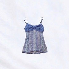 Victoria  s Secret Blue Pink Leopard Animal Print Mesh Lace Nightie Y2K Large