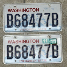 Washington State License Plate Pair Set "B68477B"
