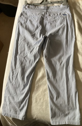 Vintage 90’s M&S Per Una Cropped Blue & White Fine Striped Capri Trousers, 8 - Picture 2 of 10