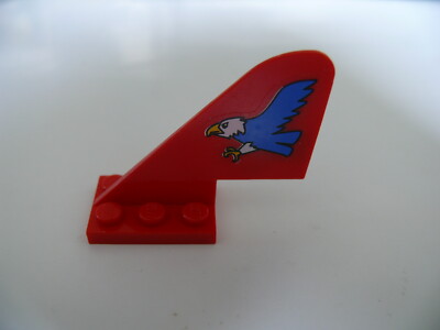 Lego 1 roter Schweif mit abgerundeter Oberseite mit blauem Adlermuster auf beiden Seiten Set 6345 6615