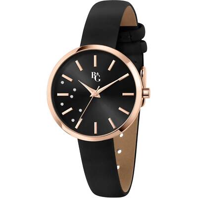 B&G Moonlight Uhr R3851311501 Watch Damen Leder Schwarz Roségold 32mm Zirkonia