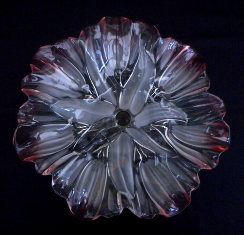 Walther Glas "Sylvia" cranberry & frosted crystal comport - 32.5 cm (12.5") di'r - Picture 5 of 7