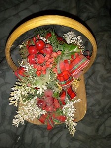Christmas Decoration In Wooden Basket