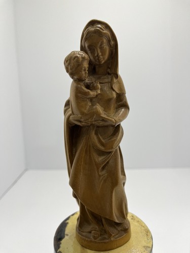 Vintage Wooden Figure Madonna With Child Religious Wood Work, Carved. - Picture 2 of 9