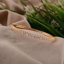 2.55 Ct Lab Grown CVD Pear Diamond Bangle 14k Yellow Gold Bracelet Easter Gift