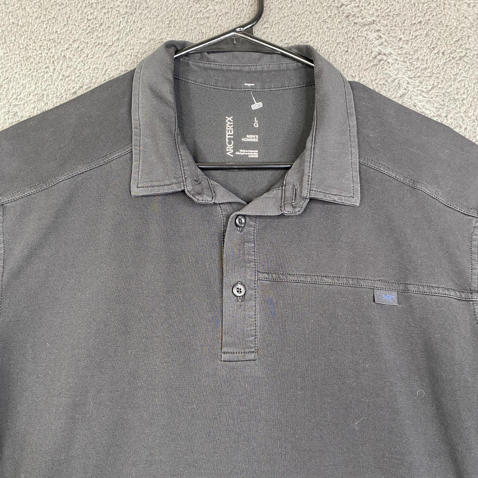 ARC'TERYX Polo Arcteryx grande uomo nera manica corta logo outdoor misto cotone