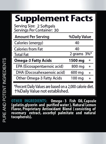 Pharmaceutical Grade Omega-3 6 9 Fish Oil 1500mg - NON-GMO - 180 Capsules 3 Bot - Picture 2 of 12
