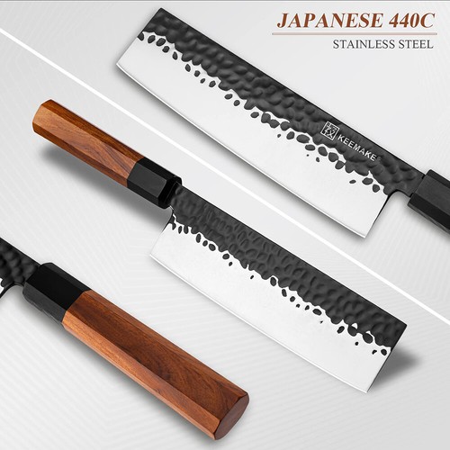 Cuchillo Nakiri japonés de 7 pulgadas KEEMAKE cuchillo de corte de acero inoxidable de alto carbono - Imagen 5 de 6