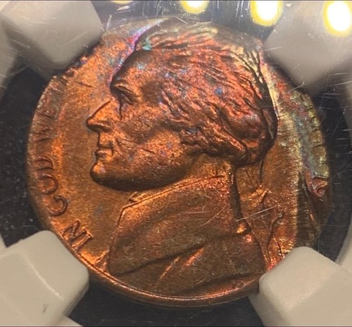 Jeffreson 5C STRUCK ON A 1C PLANCHET 3.1GR ERROR MS 64 RBNEW ENGLAND COLLECTION - Picture 2 of 15