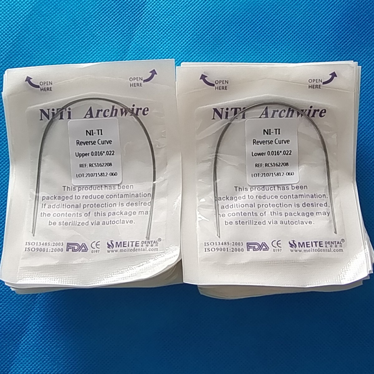 Lot De 10 Fils Orthodontiques Niti Super Elastic Rectangulaires - Reverse Curve Arch Wire