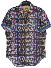 Robert Graham Cool Pixelated patterned L Large Shirt Silk Road Brand NEW 248