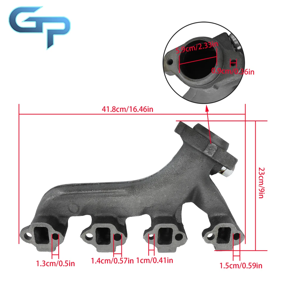 Colector de escape diestro y derecho para Ford E-350 Econoline Club Wagon 88-96 con kit de junta Foto 4 de 4