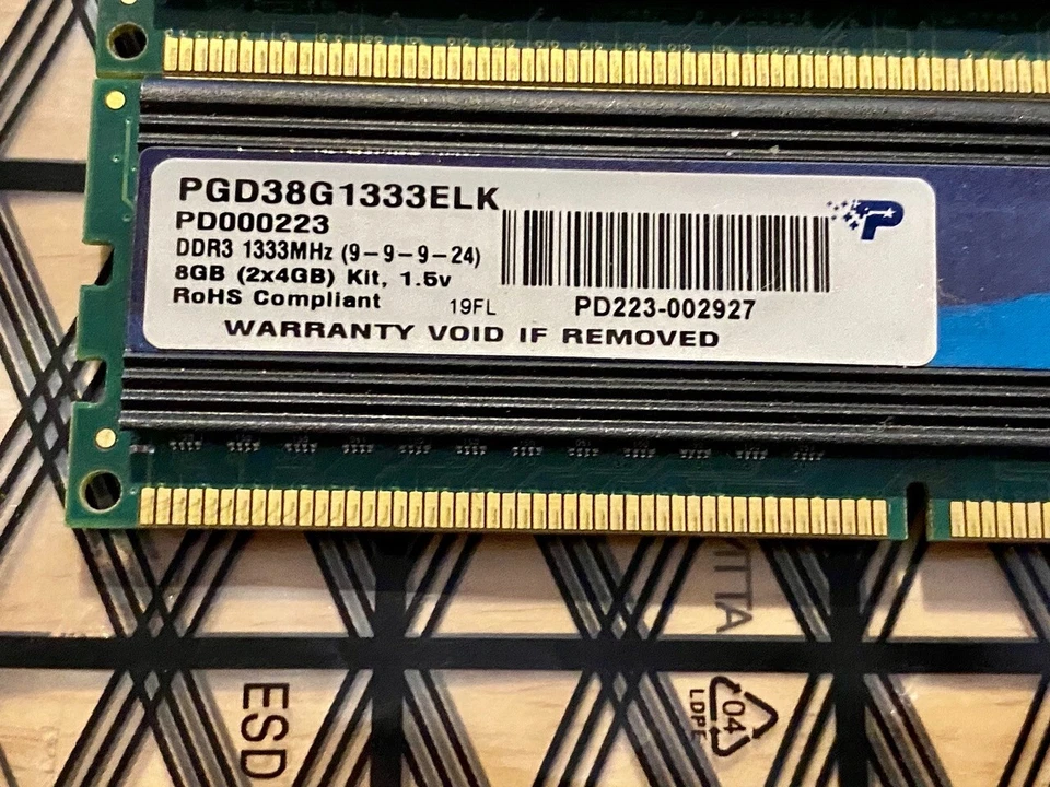 Patriot G2 8GB Kit Gaming Memory (2x4GB) DDR3-1333 PC3-10600 PG34G1333ELK Shield - Image 2 of 3