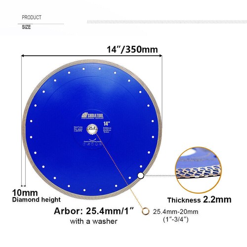 Ø85mm-350mm Diamant Trennscheibe Fliesensägeblatt Porzellan Keramik Trennscheibe - Picture 19 of 19